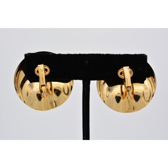 Vintage Clip On Earrings White Faux Pearl Shiny Gold Tone Chunky 1980s BinAV - Picture 10 of 12